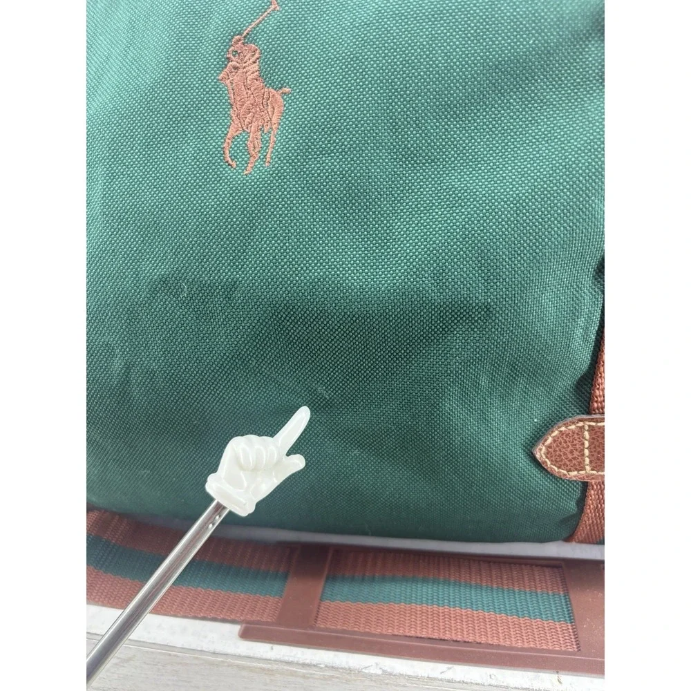 VTG Polo Ralph Lauren Fragrance Duffel Bag Green Nylon Canvas Weekender Pony 20